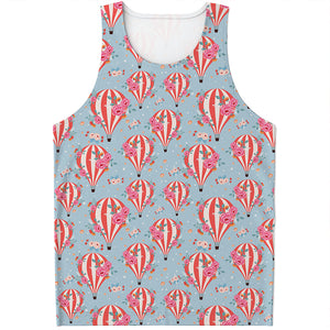 Floral Air Balloon Pattern Print Men's Tank Top