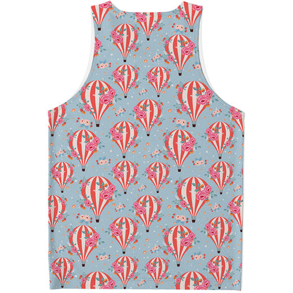 Floral Air Balloon Pattern Print Men's Tank Top
