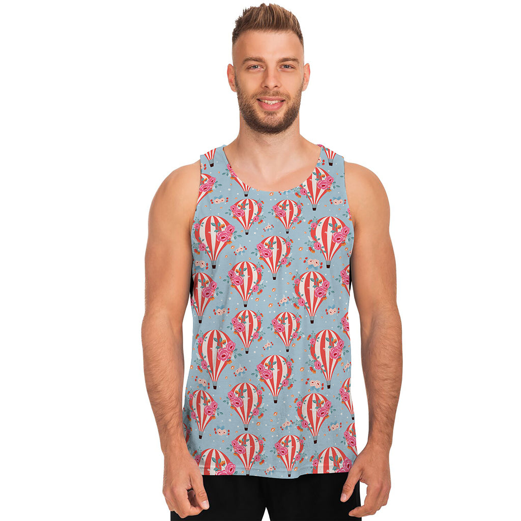 Floral Air Balloon Pattern Print Men's Tank Top