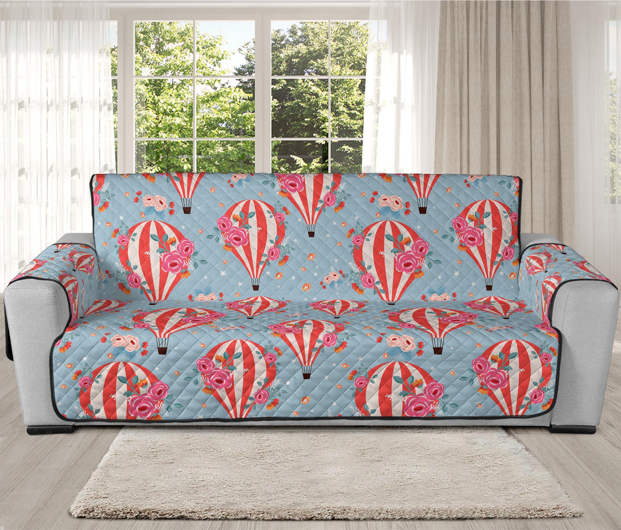 Floral Air Balloon Pattern Print Oversized Sofa Protector