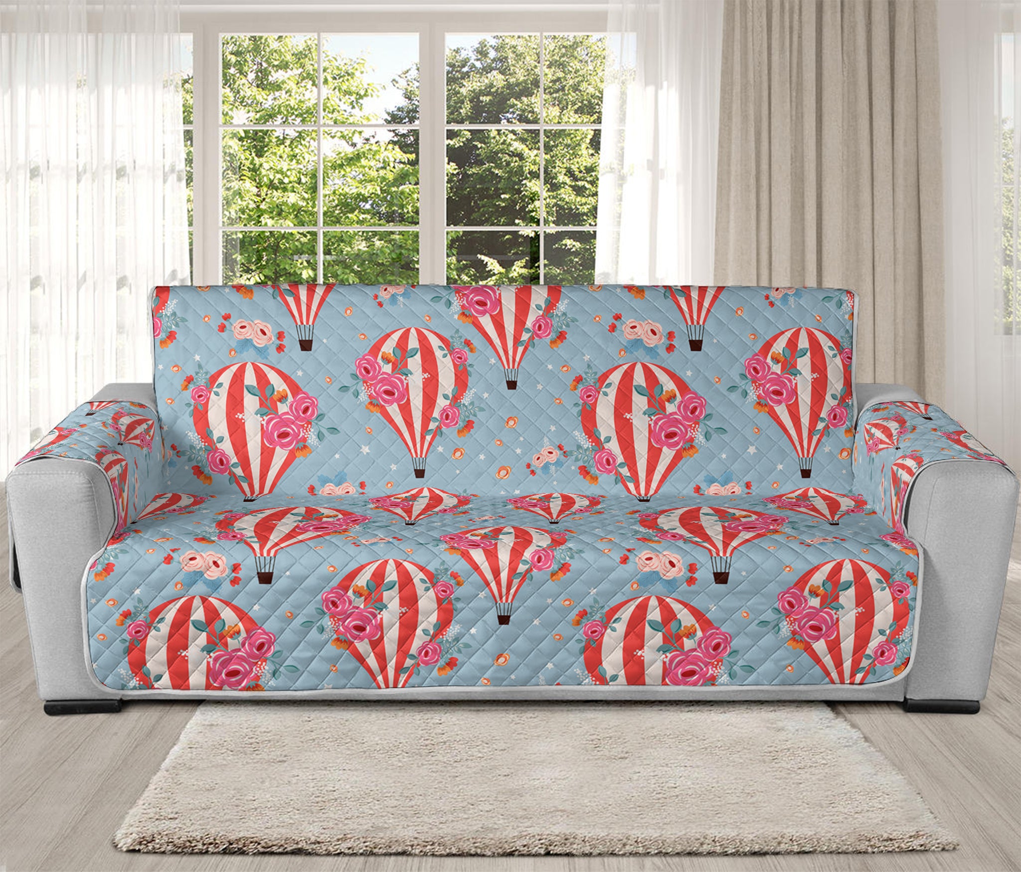 Floral Air Balloon Pattern Print Oversized Sofa Protector