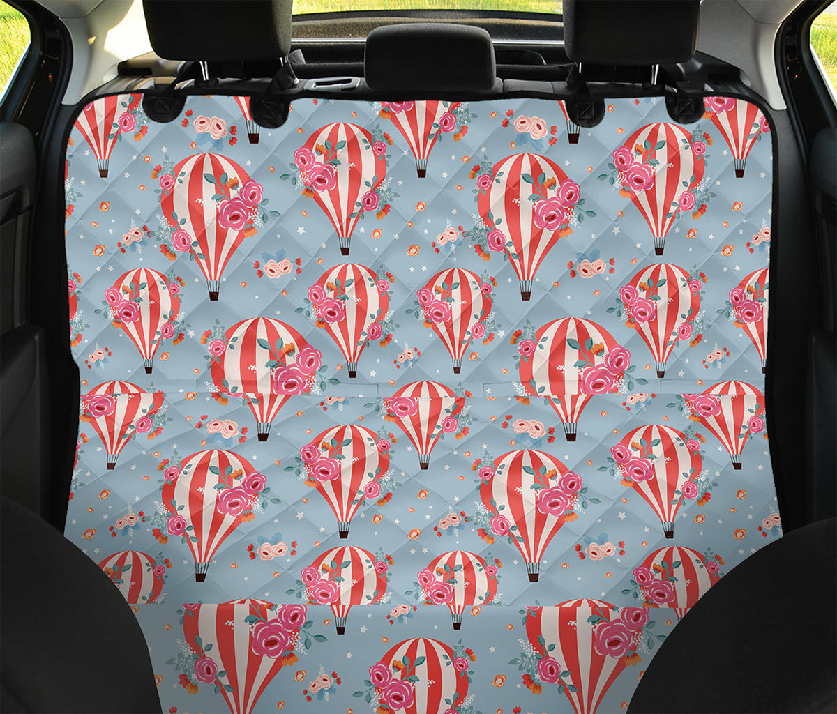 Floral Air Balloon Pattern Print Pet Car Back Seat Cover