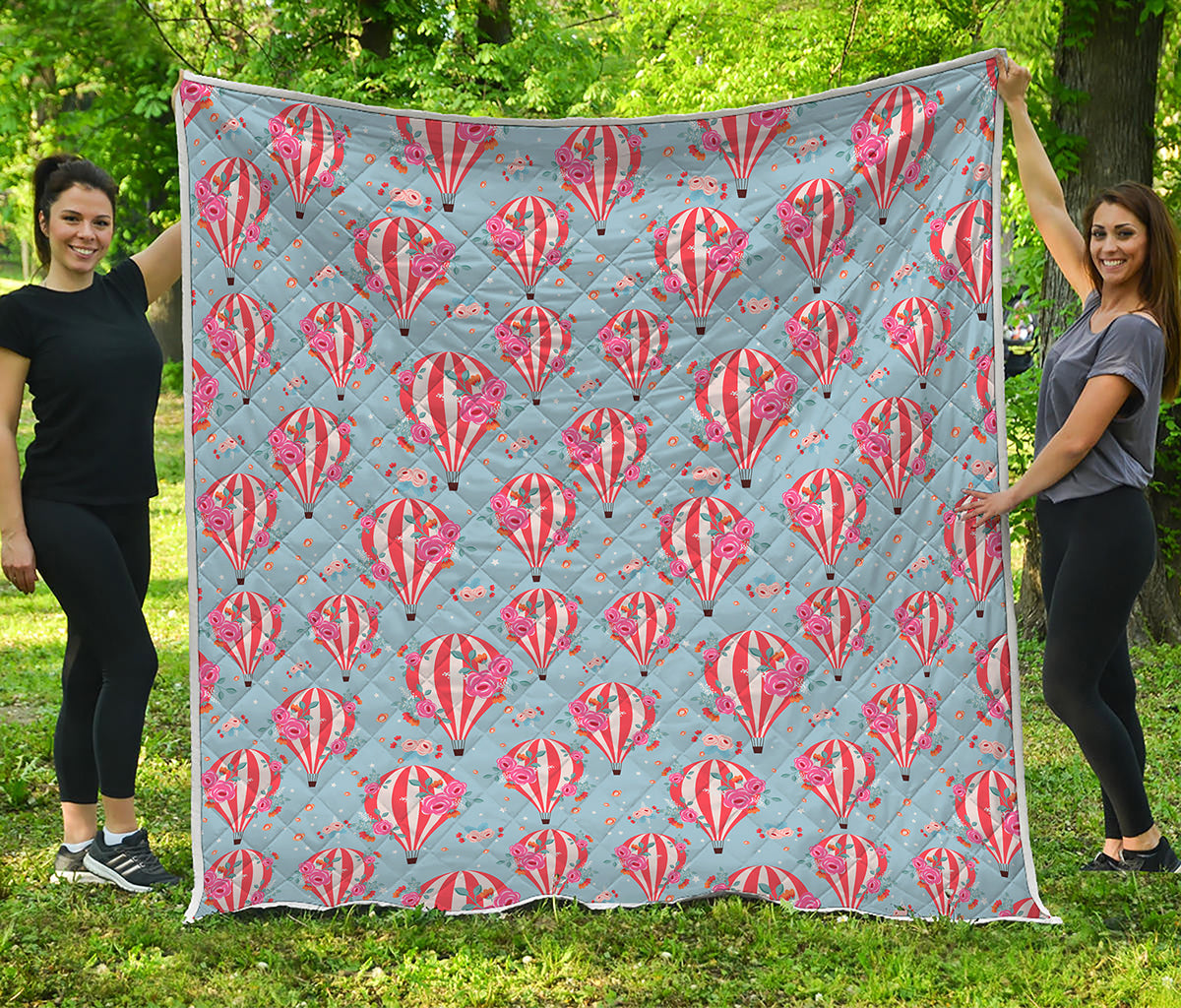 Floral Air Balloon Pattern Print Quilt