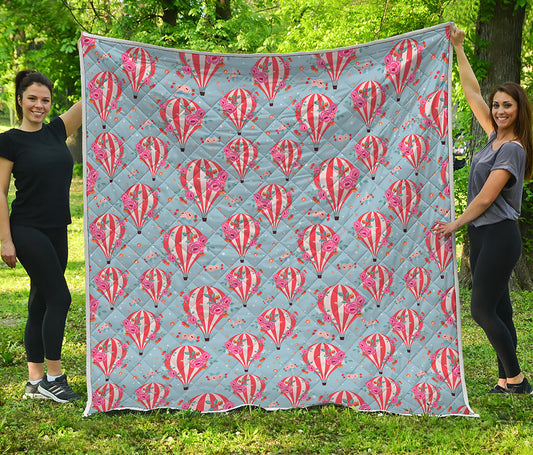 Floral Air Balloon Pattern Print Quilt