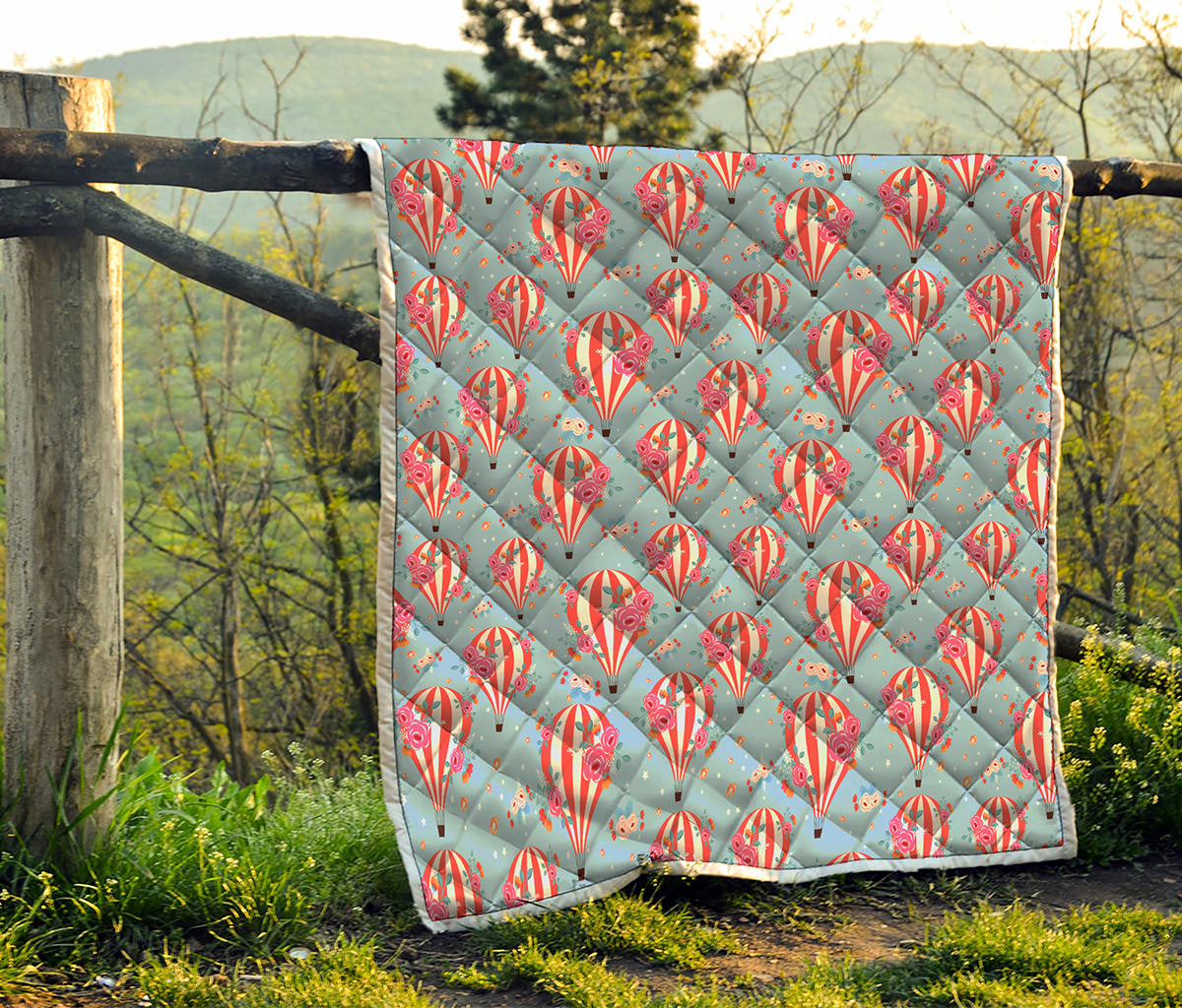 Floral Air Balloon Pattern Print Quilt