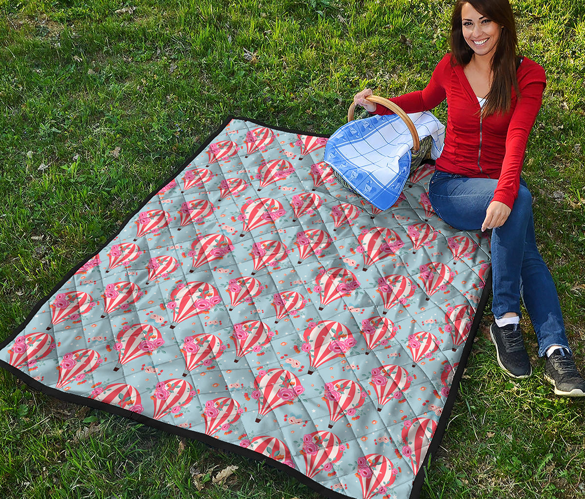 Floral Air Balloon Pattern Print Quilt