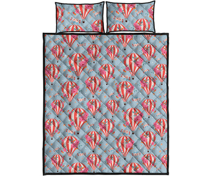 Floral Air Balloon Pattern Print Quilt Bed Set