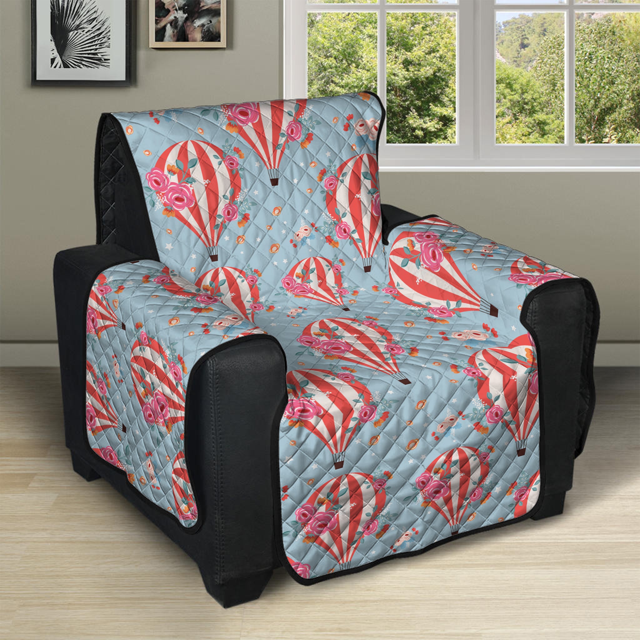 Floral Air Balloon Pattern Print Recliner Protector