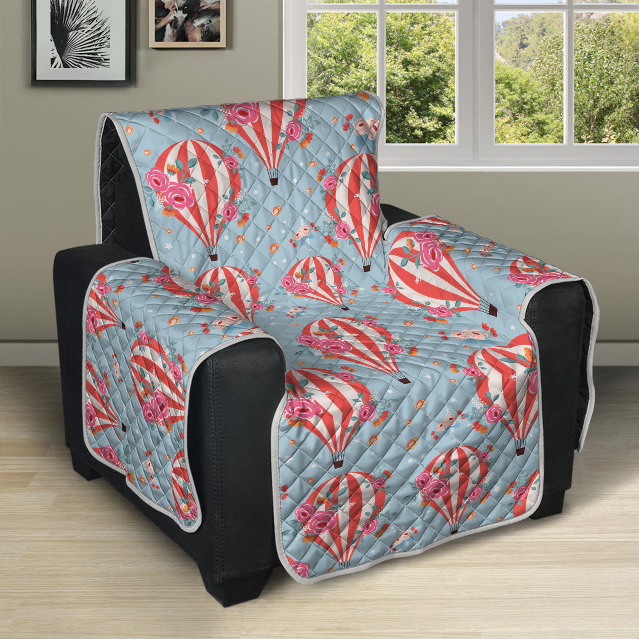 Floral Air Balloon Pattern Print Recliner Protector