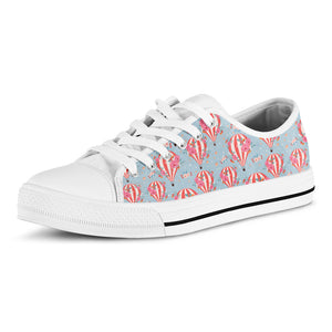 Floral Air Balloon Pattern Print White Low Top Shoes