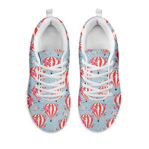 Floral Air Balloon Pattern Print White Sneakers