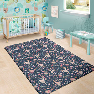 Floral Ballet Pattern Print Area Rug