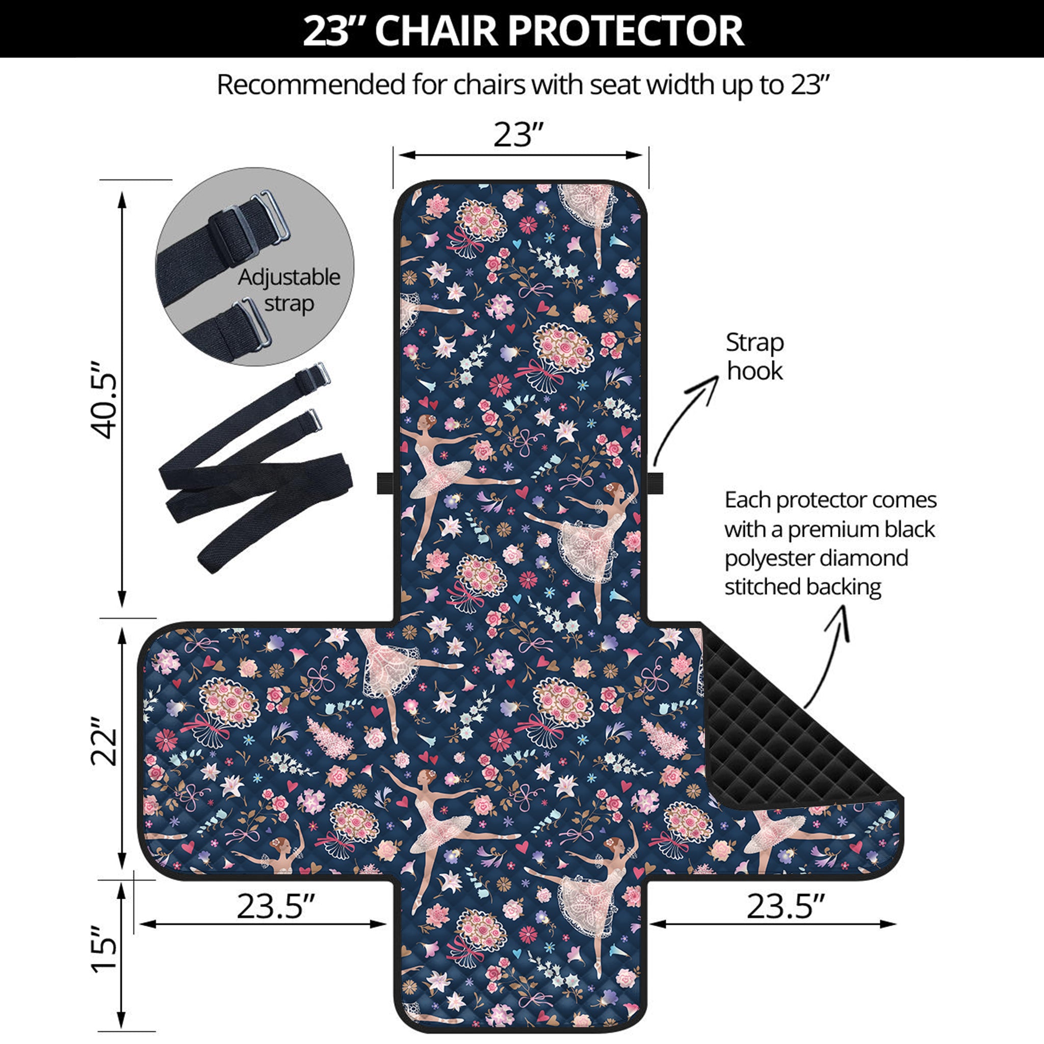 Floral Ballet Pattern Print Armchair Protector