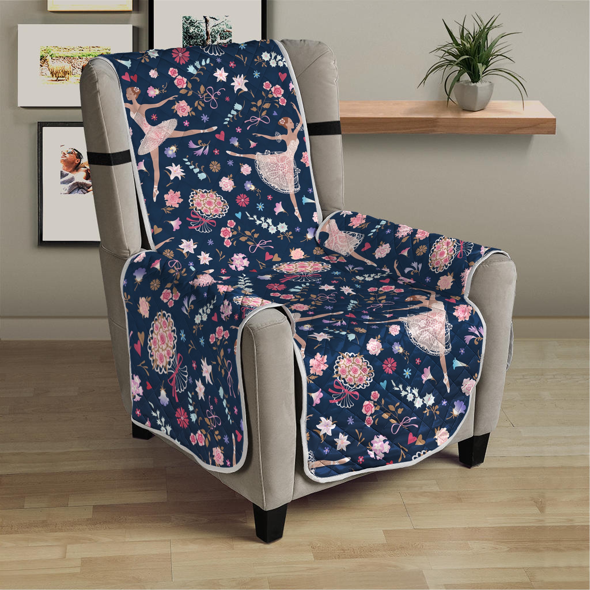 Floral Ballet Pattern Print Armchair Protector