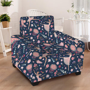 Floral Ballet Pattern Print Armchair Slipcover