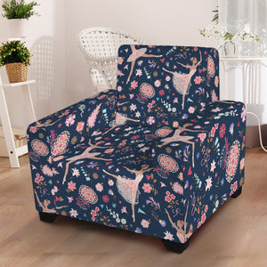 Floral Ballet Pattern Print Armchair Slipcover