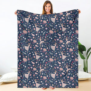 Floral Ballet Pattern Print Blanket