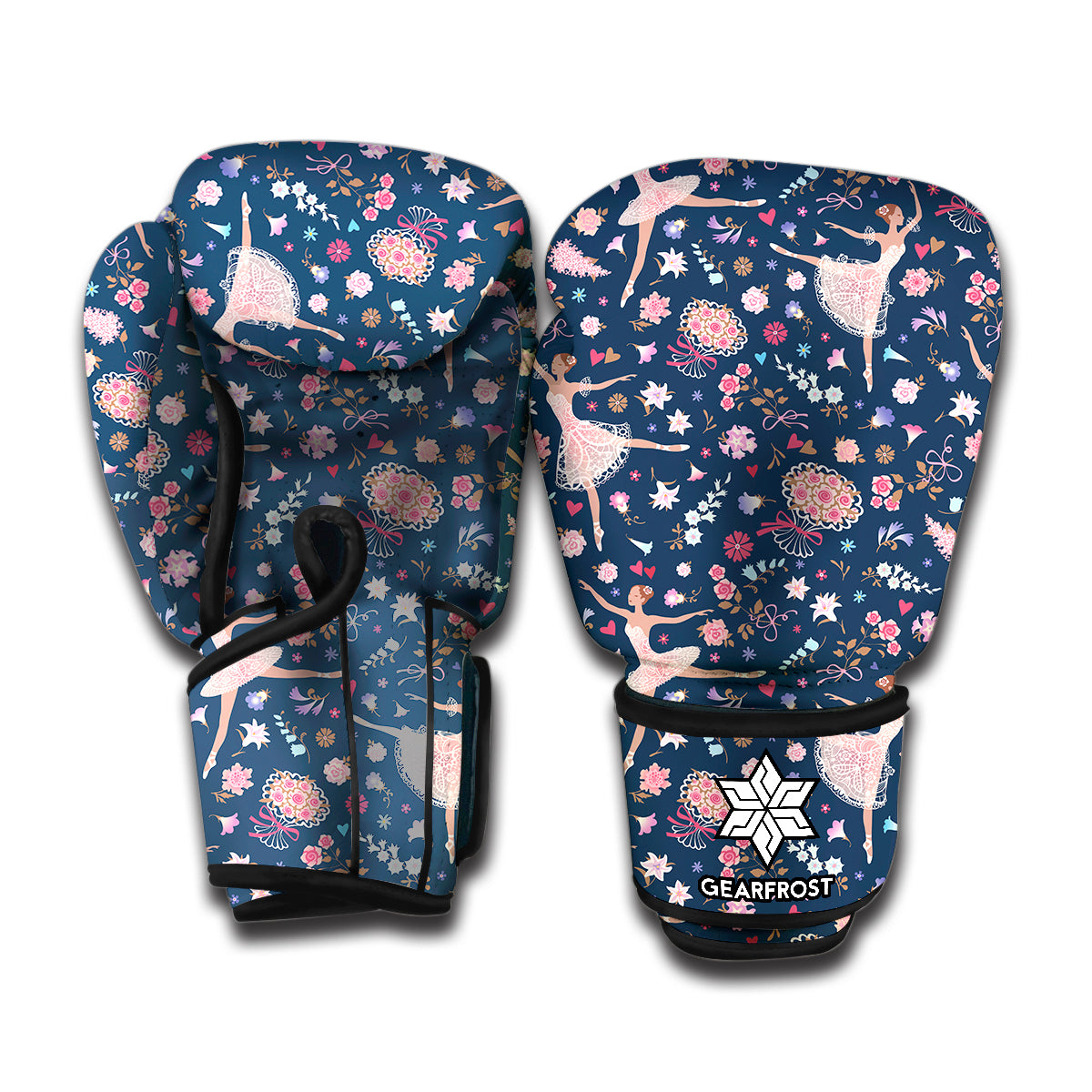 Floral Ballet Pattern Print Boxing Gloves