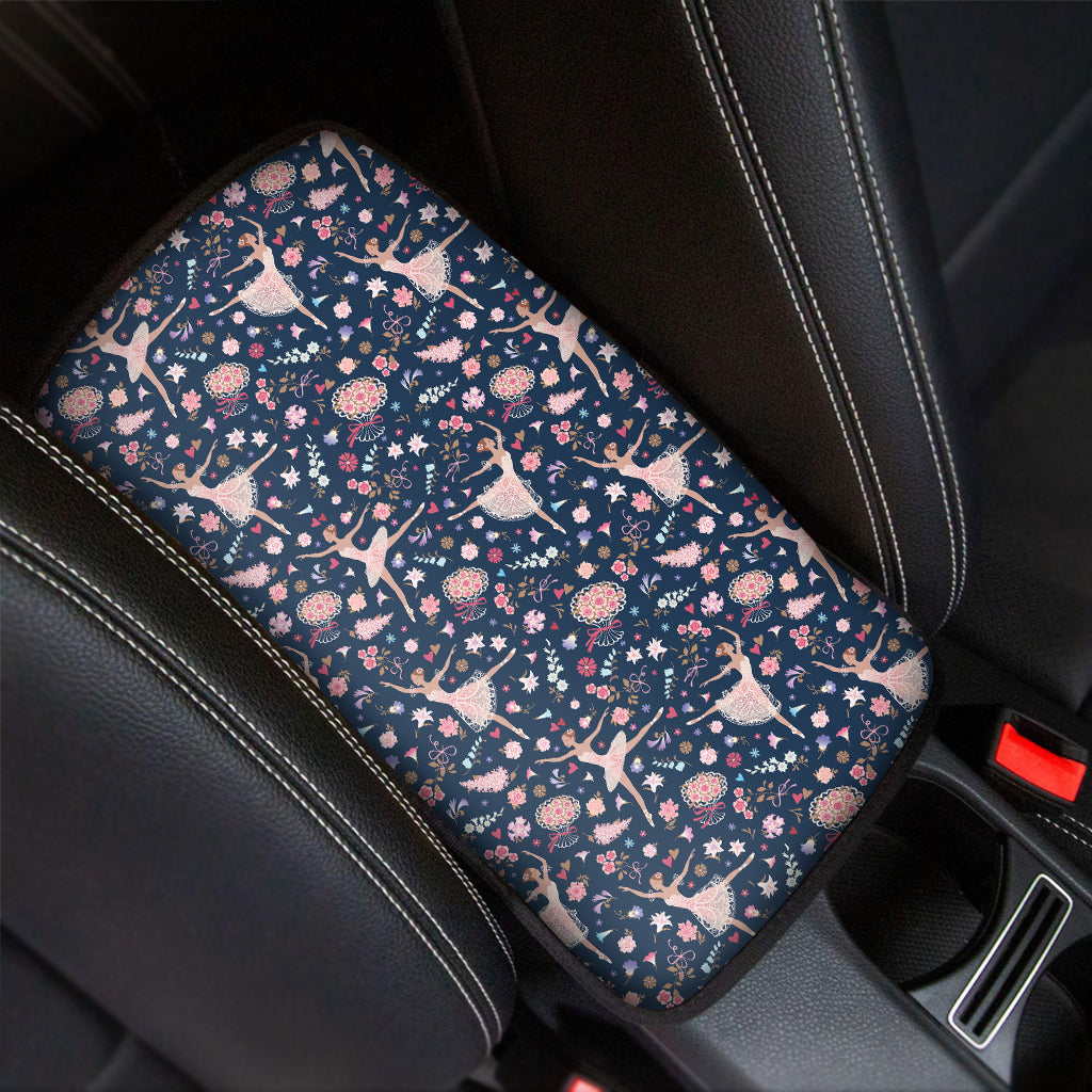 Floral Ballet Pattern Print Car Center Console Cover