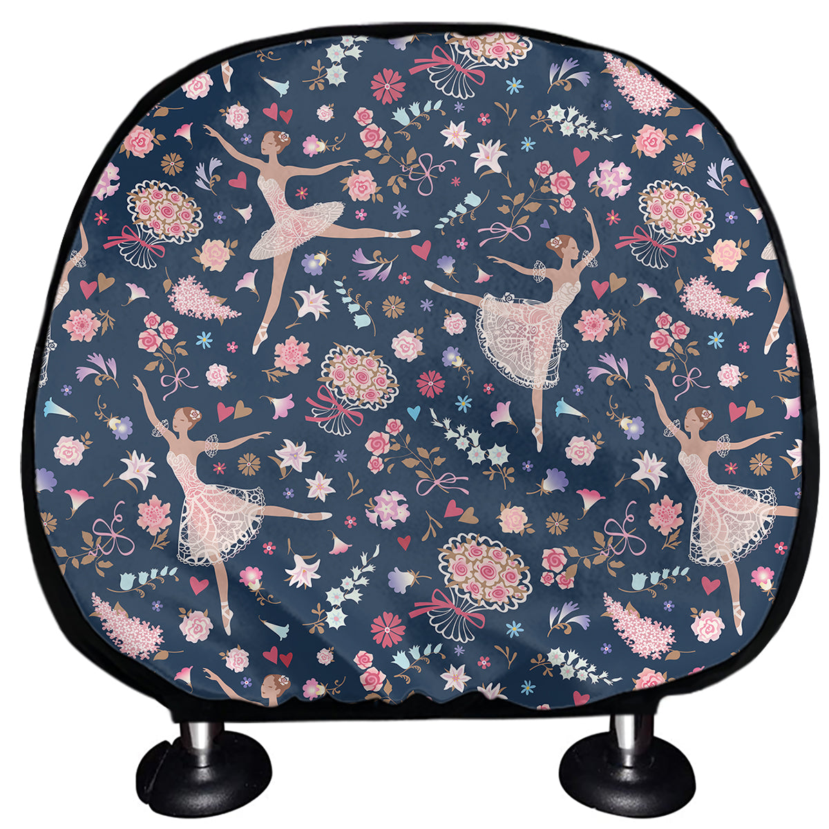 Floral Ballet Pattern Print Car Headrest Covers