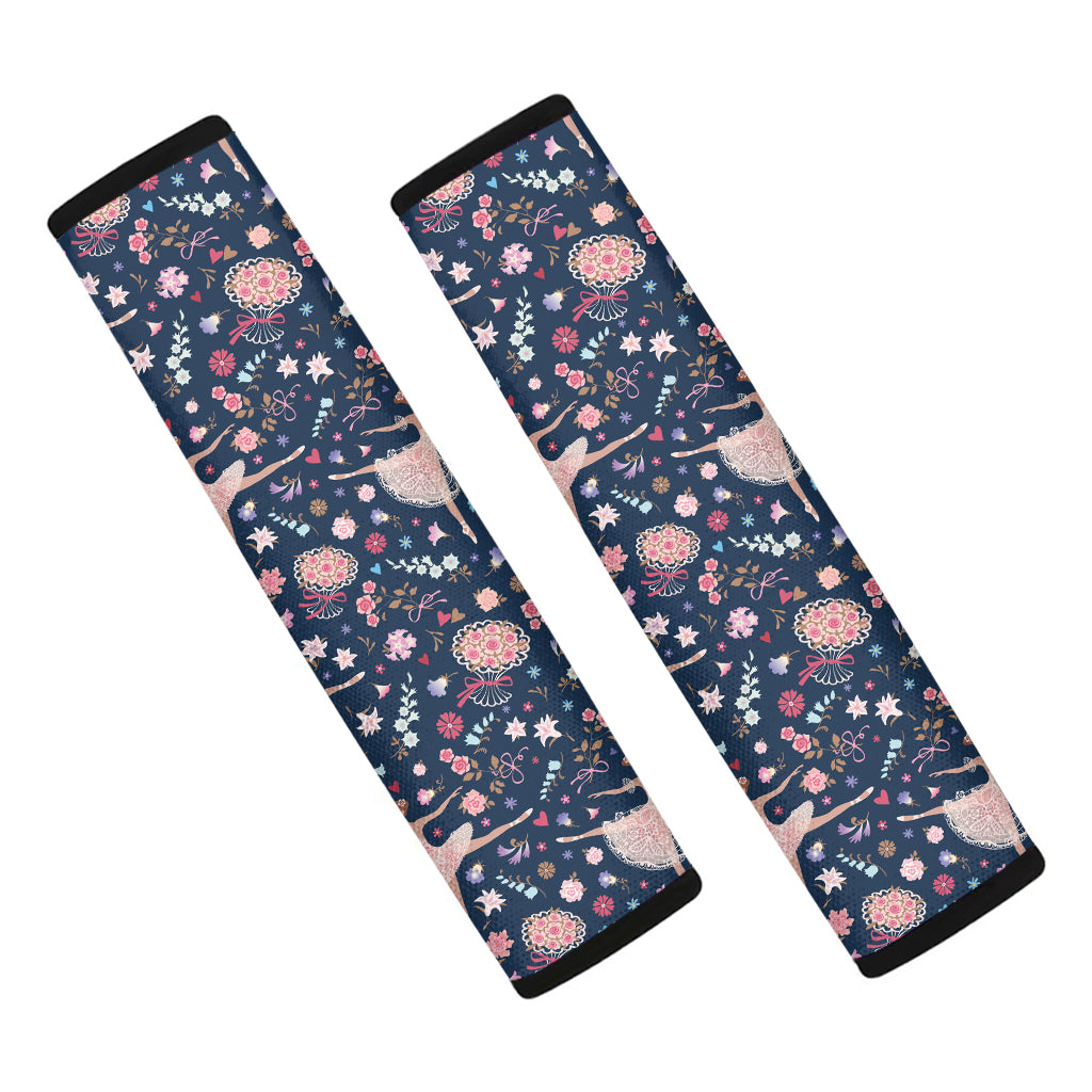 Floral Ballet Pattern Print Car Seat Belt Covers