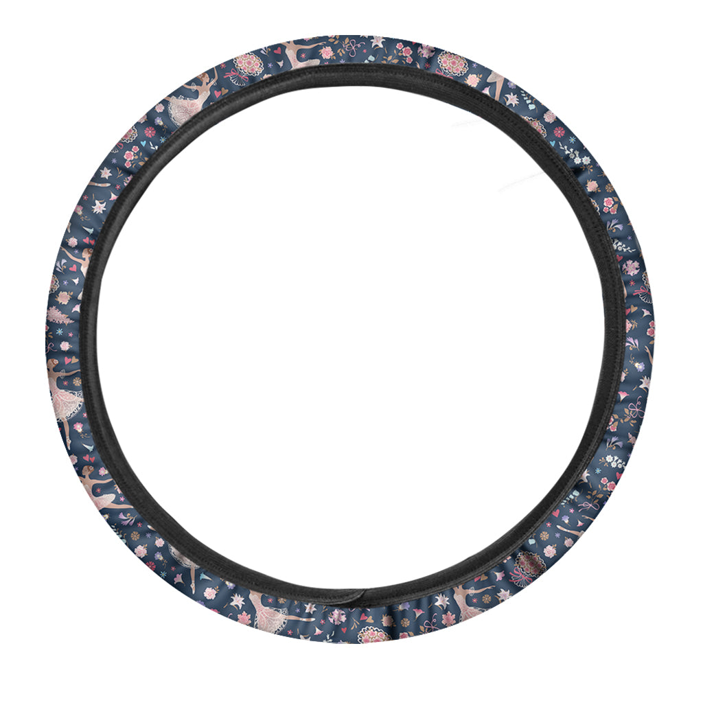 Floral Ballet Pattern Print Car Steering Wheel Cover