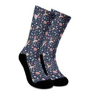 Floral Ballet Pattern Print Crew Socks