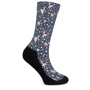 Floral Ballet Pattern Print Crew Socks