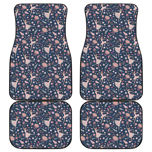 Floral Ballet Pattern Print Front and Back Car Floor Mats