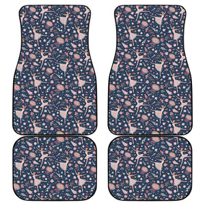 Floral Ballet Pattern Print Front and Back Car Floor Mats