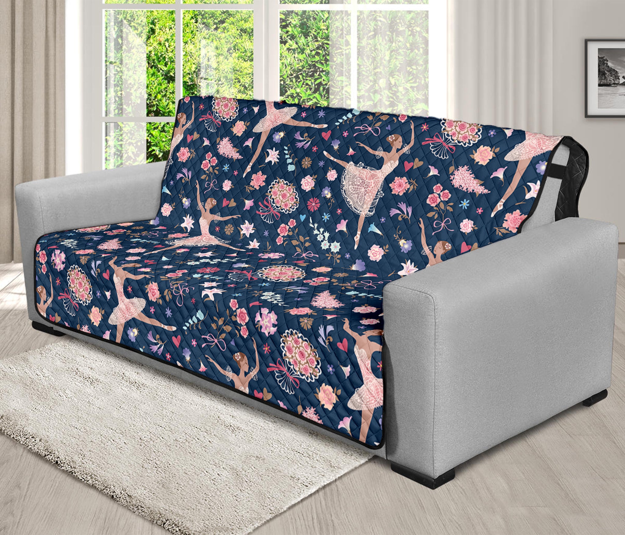 Floral Ballet Pattern Print Futon Protector