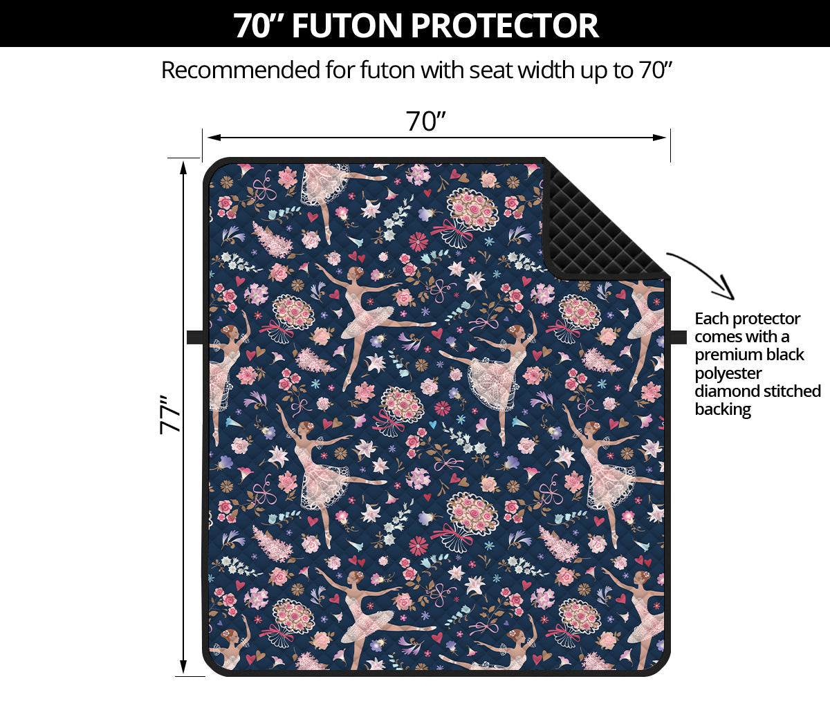 Floral Ballet Pattern Print Futon Protector