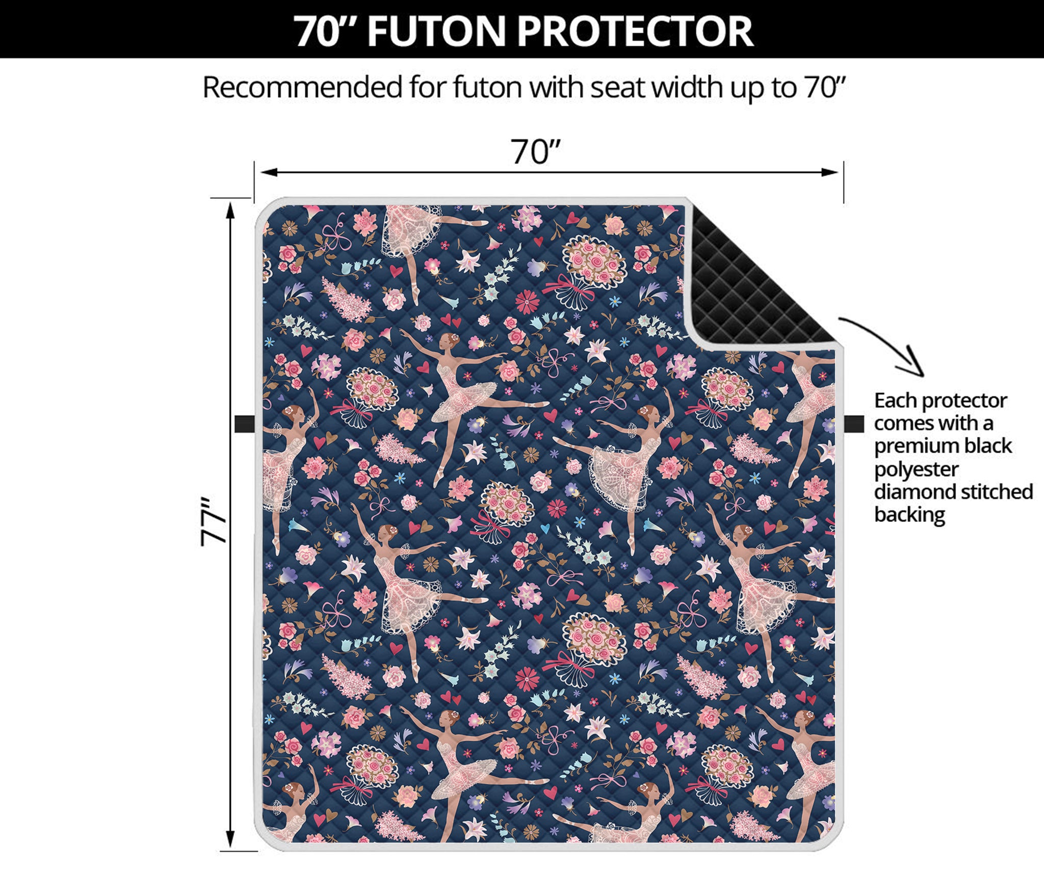 Floral Ballet Pattern Print Futon Protector