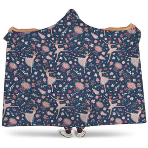 Floral Ballet Pattern Print Hooded Blanket