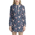 Floral Ballet Pattern Print Pullover Hoodie Dress