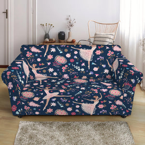 Floral Ballet Pattern Print Loveseat Slipcover