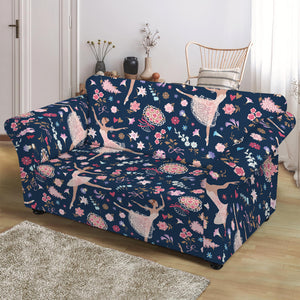 Floral Ballet Pattern Print Loveseat Slipcover