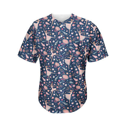 Floral Ballet Pattern Print Men's Baseball Jersey