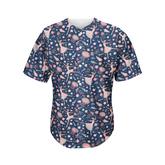 Floral Ballet Pattern Print Men's Baseball Jersey