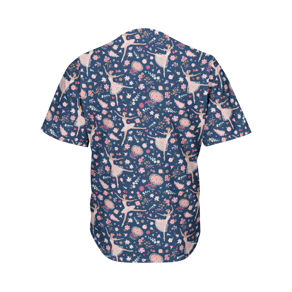 Floral Ballet Pattern Print Men's Baseball Jersey