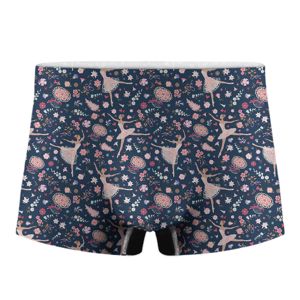 Floral Ballet Pattern Print Men's Boxer Briefs