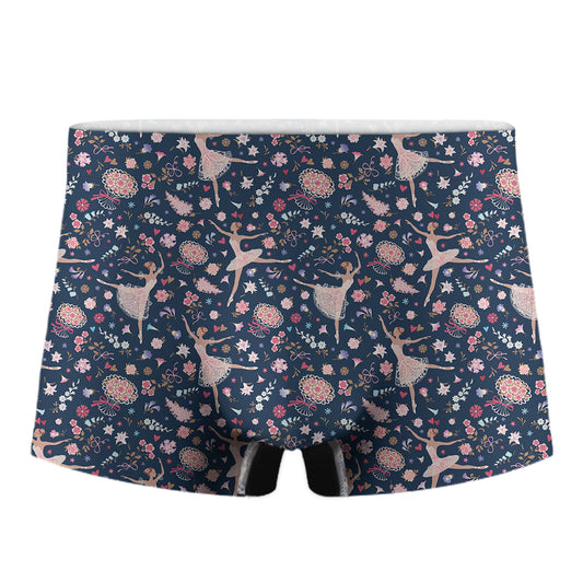 Floral Ballet Pattern Print Men's Boxer Briefs