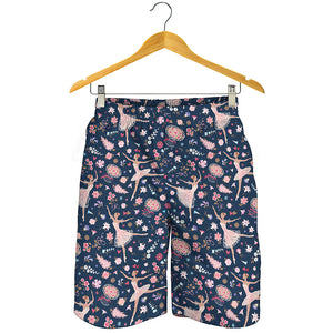 Floral Ballet Pattern Print Men's Shorts