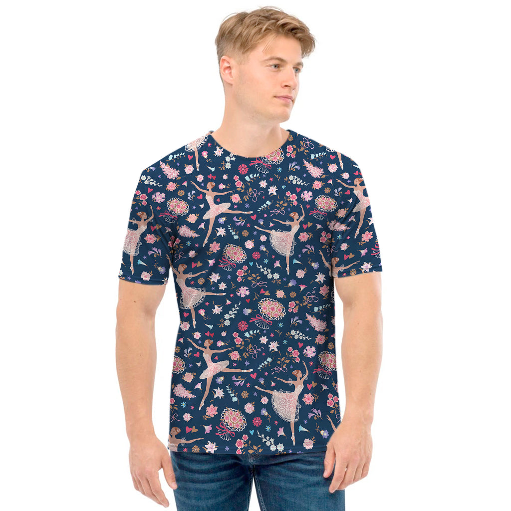 Floral Ballet Pattern Print Men's T-Shirt