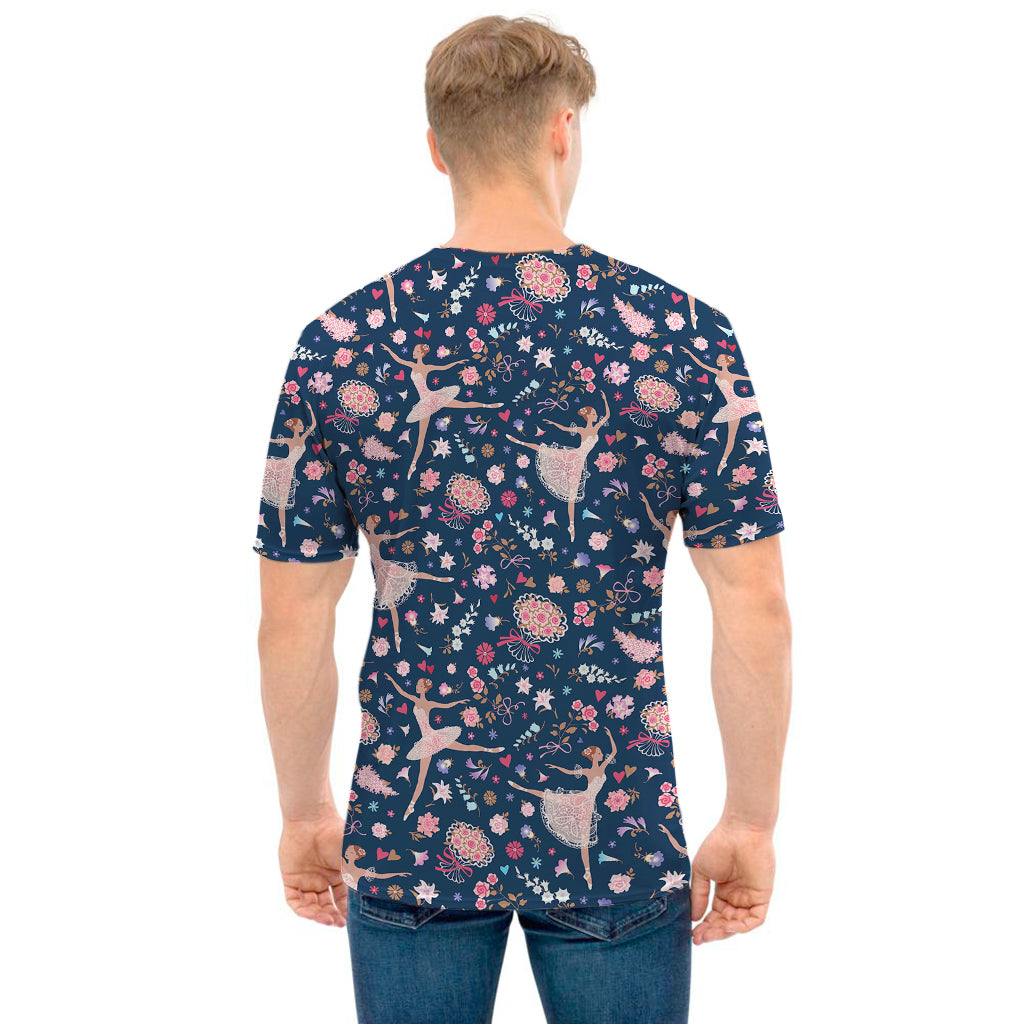 Floral Ballet Pattern Print Men's T-Shirt