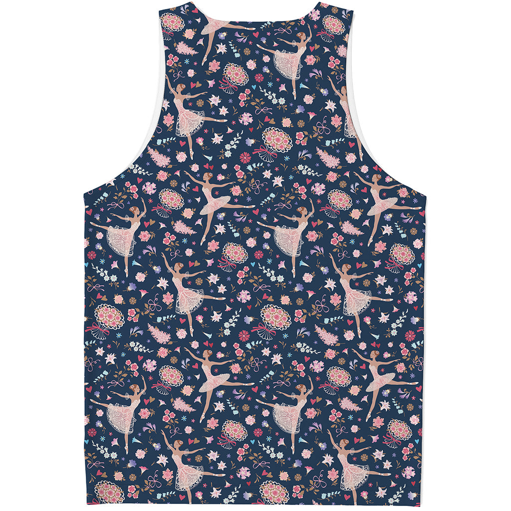 Floral Ballet Pattern Print Men's Tank Top