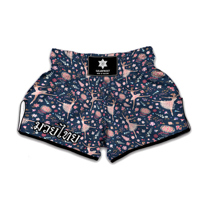 Floral Ballet Pattern Print Muay Thai Boxing Shorts