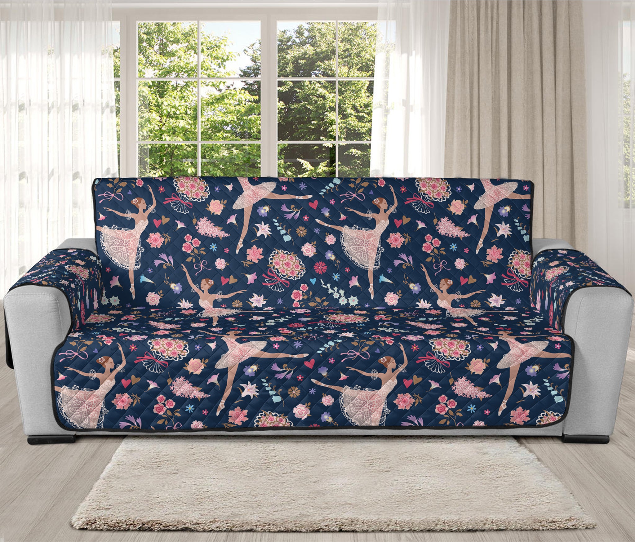 Floral Ballet Pattern Print Oversized Sofa Protector