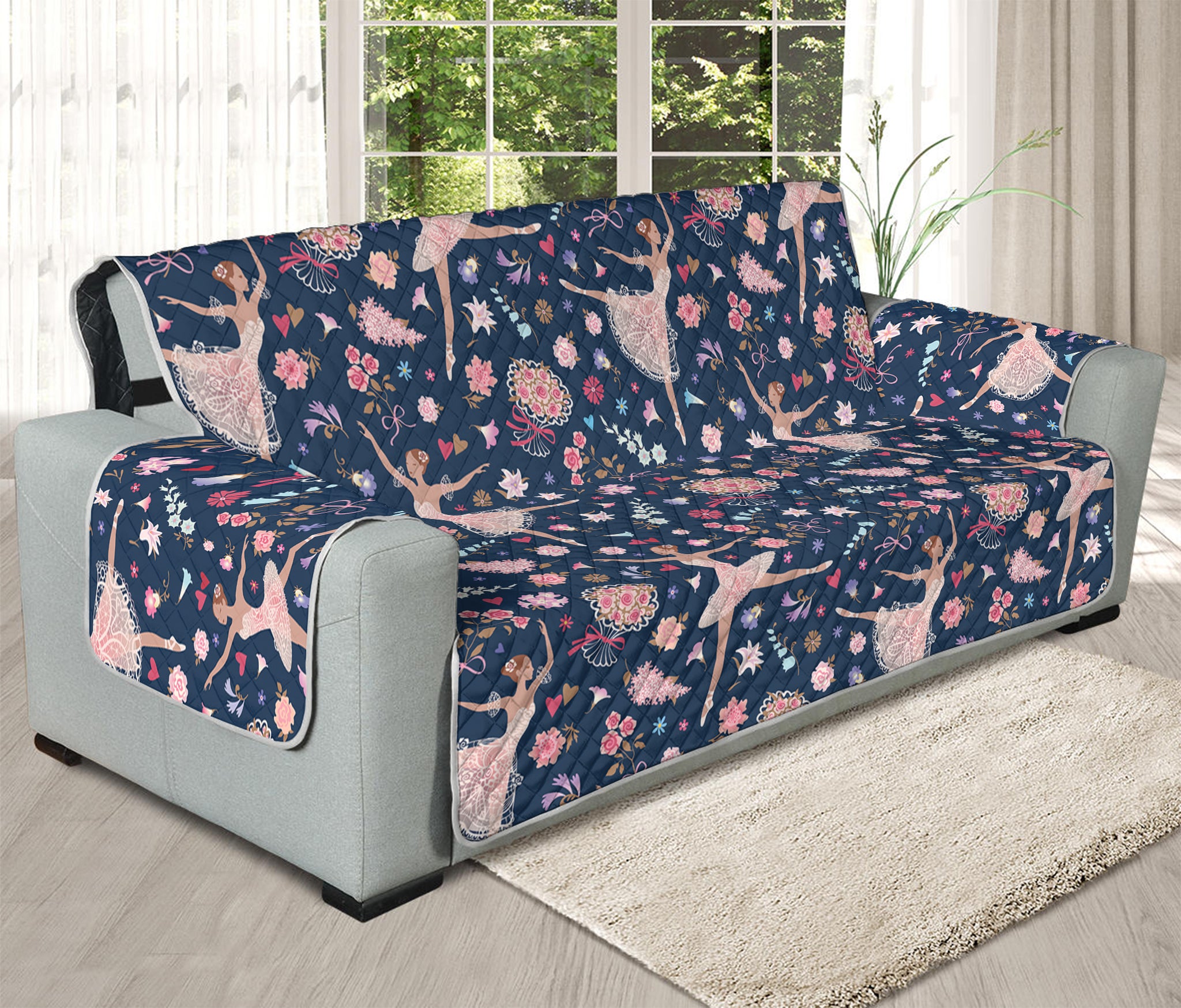 Floral Ballet Pattern Print Oversized Sofa Protector