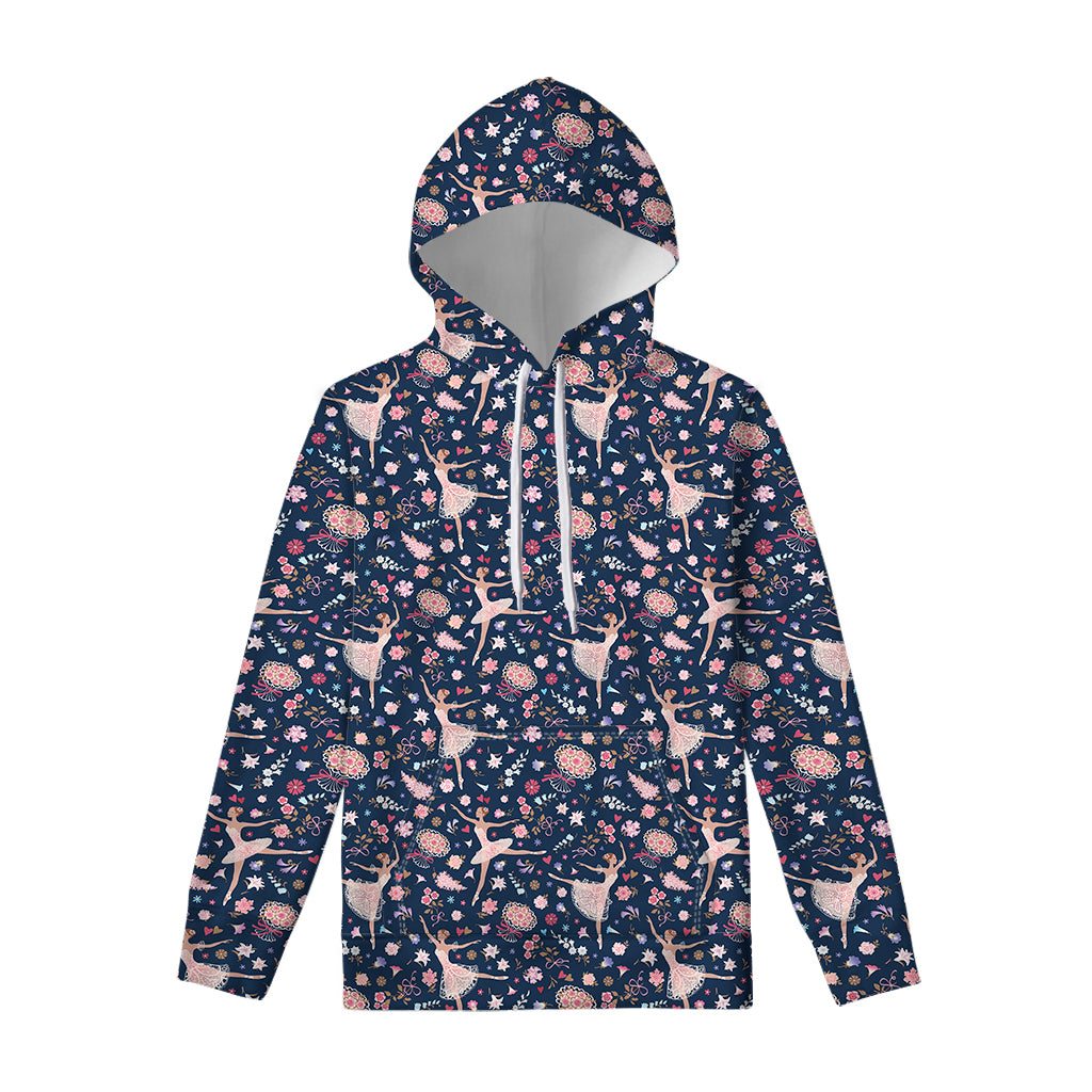 Floral Ballet Pattern Print Pullover Hoodie